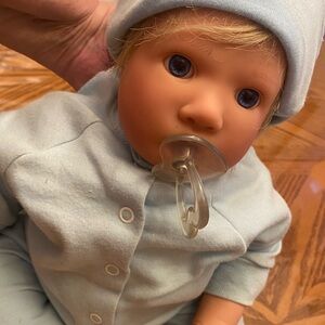 Charming Baby Doll in Soft Blue Outfit